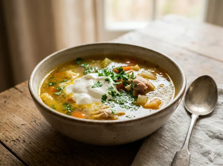 Fotografie culinara pentru Ciorbă de pui care nu se tulbură și are gust bogat, publicata pe Kepoli.