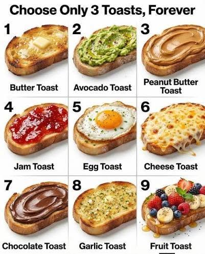Pick Your Toast, You Can Only Choose 3 …What Does It Say About You