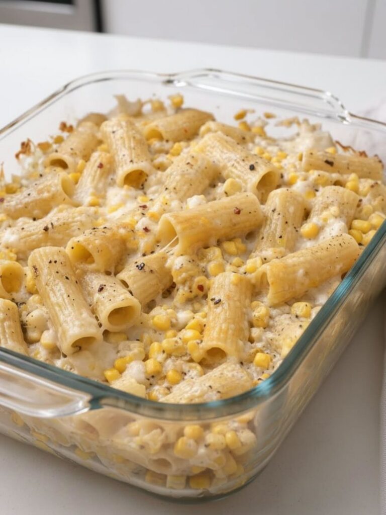 Oven Baked 4-Ingredient Sweet Corn Burrata Pasta