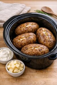 Set it and forget it. They’ll be creamy and fluffy for dinner, and you can top them however you like.