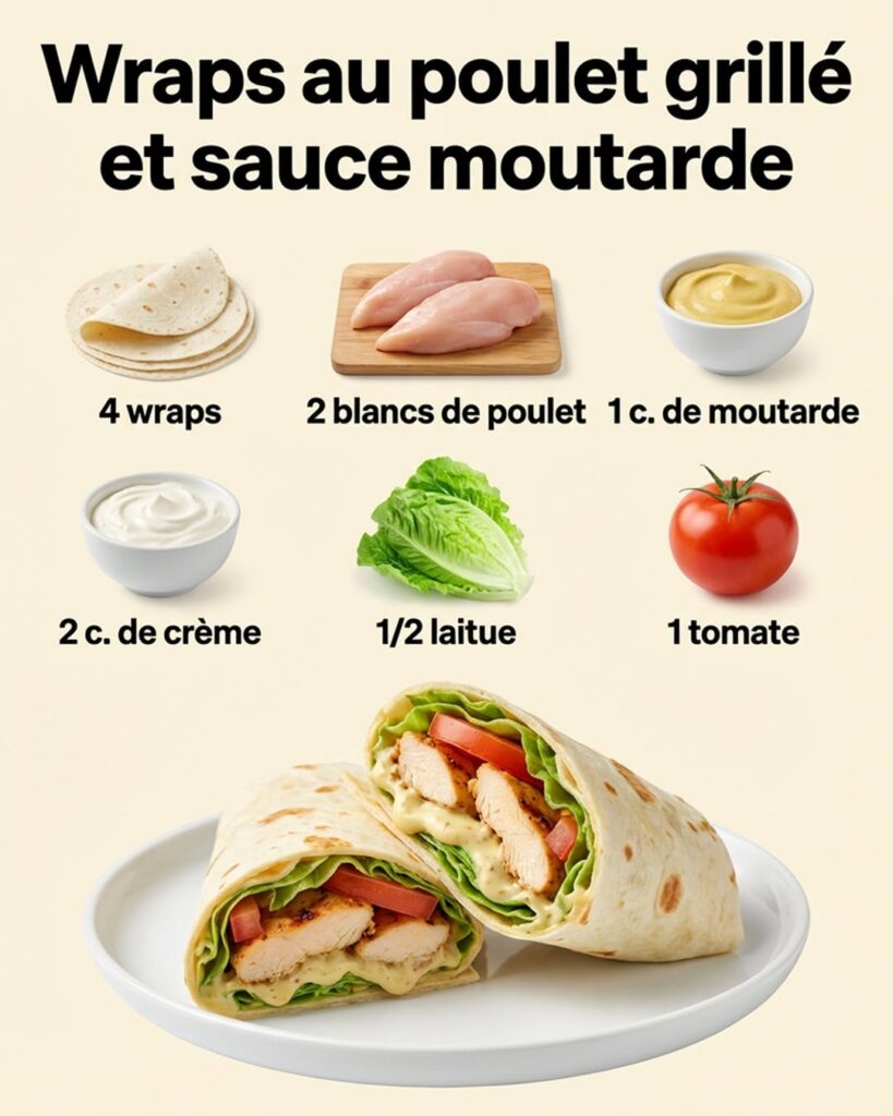 Wraps au poulet grillé et sauce moutarde
