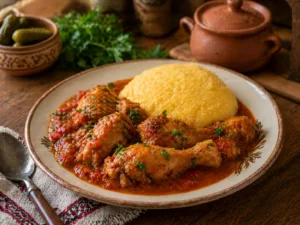 Chicken Stew with Creamy Polenta