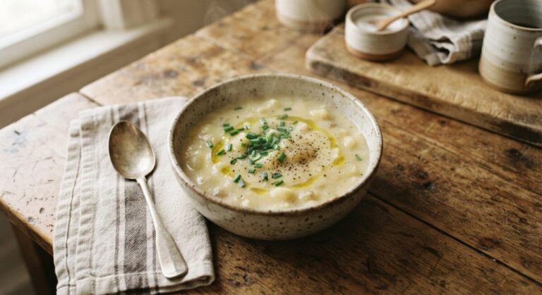 Old-Fashioned Creamy Potato Soup, Simple and Hearty