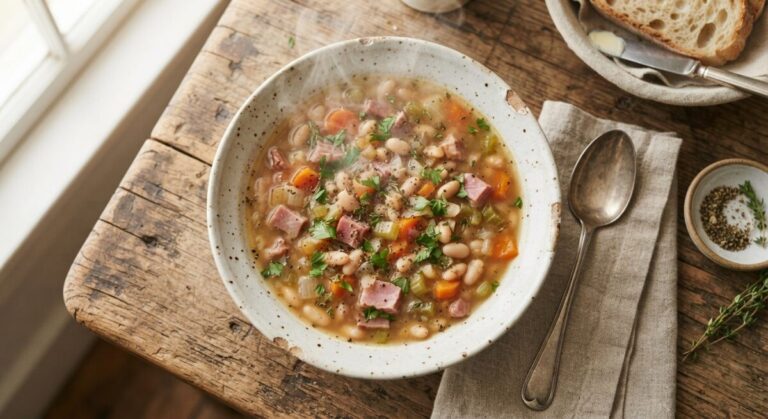 Old-Fashioned Navy Bean Soup with a Leftover Ham Bone