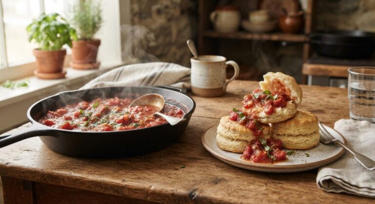 Old-Fashioned Tomato Gravy and Biscuits